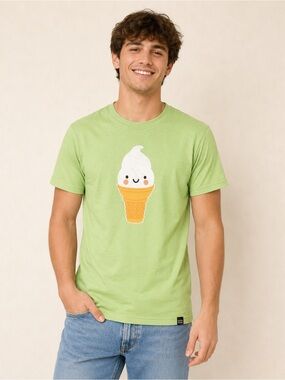 Whistle & Flute Men’s/ Gender Neutral Lime Green T-shirt with Ice Cream graphic